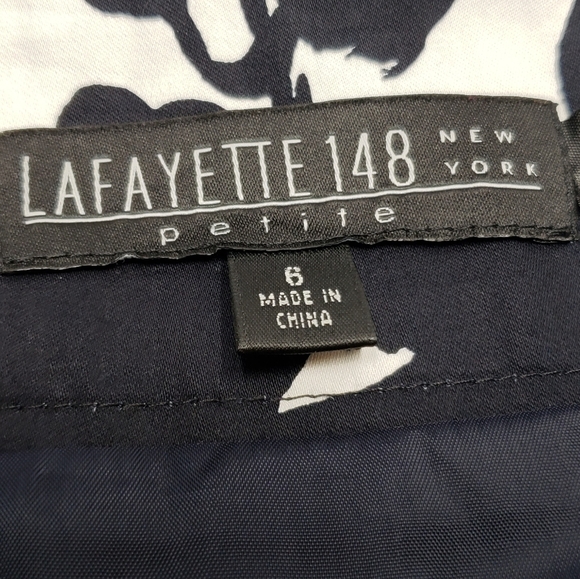 LaFayette 148 Petite Black White Floral  A-Line Knee Length Skirt Size 6 - Picture 11 of 13